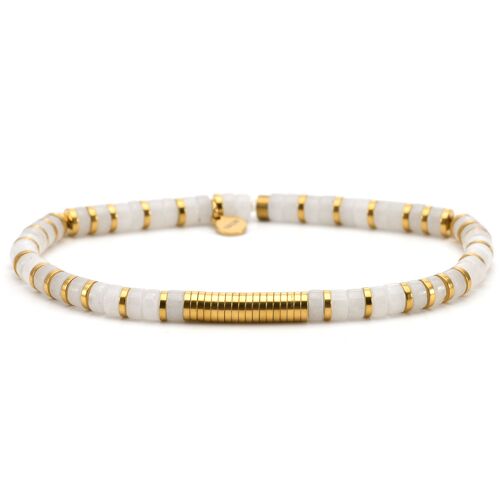 Bracelet 4mm Perles Heishi Quartz Blanc Gili