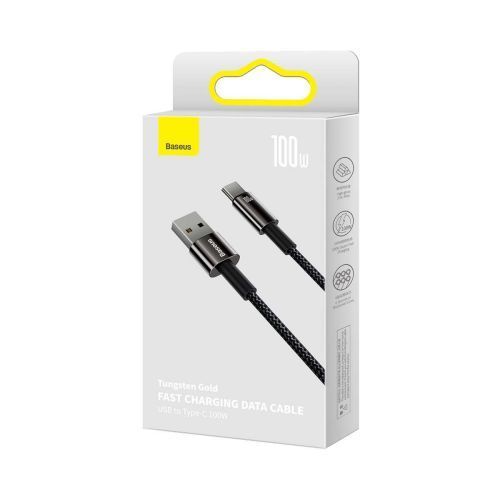 Baseus Type-c Tungsten Gold Series Cable 480mb/s, 100w, 2m Black (caw