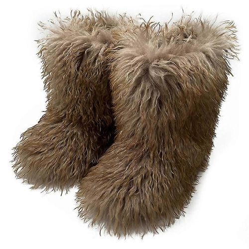 Bottes En Fausse Fourrure Pour Les Femmes Fuzzy Fluffy Furry Round Toe Suede Bottes D'hiver Chaussures Plaques-Couleur 8-Adulte-Taille 37-Femelle