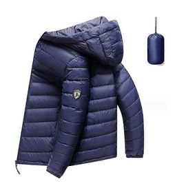 Doudoune À Capuche Légère Et Compressible Pour Hommes Manteau D'hiver Isolé Pour Les Voyages En Ski De Neige-Bleu Profond-Adulte-L-Mâle