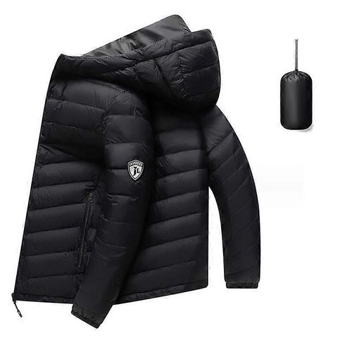 Doudoune À Capuche Légère Et Compressible Pour Hommes Manteau D'hiver Isolé Pour Les Voyages En Ski De Neige-Noir-Adulte-M-Mâle