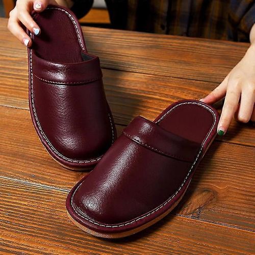 Chaussures Chausson En Cuir Abordable D'hiver Imperméables L'eau Chaussons Unisexe Salle Pantoufle D'intérieur Flip Flopssvin Rougesadultesnc 41 42sunisexe