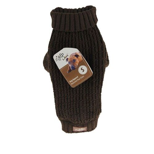 All For Paws - Knitted Dog Sweater Fishermans Brown M 30.5cm - (632.9