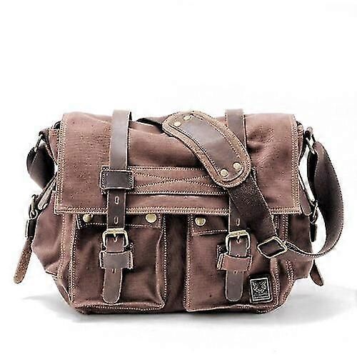Toile cuir hommes messager sacs je suis légende will smith big sacoche bandoulière ordinateur homme portable mallette voyage sac à main-Café profond