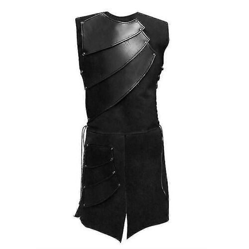Gilet Sans Manches Style Rétro Médiéval Pour Homme, Avec Cordon De Serrage Latéral, Fendu, Costume De Scène-Noir-Adulte-2xl-Mâle