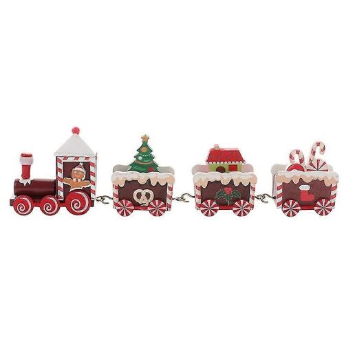Train de Noël Peint En Bois Décoration de Noël Enfant Cadeau Jouets, Noël Table Top Ornement-style 2