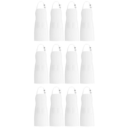 Tablier De Bavoir 4 Avec 2 Poches Tablier De Chef Réglable, Blanc