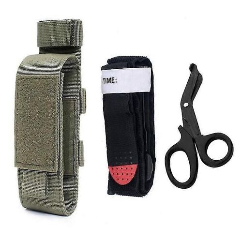 Evago Tactique Garrot Stand Bag Médical Ciseaux Sac Couverture De Lampe De Poche Extérieure Sac De Rangement Multifonctionnel-Ensemble Vert