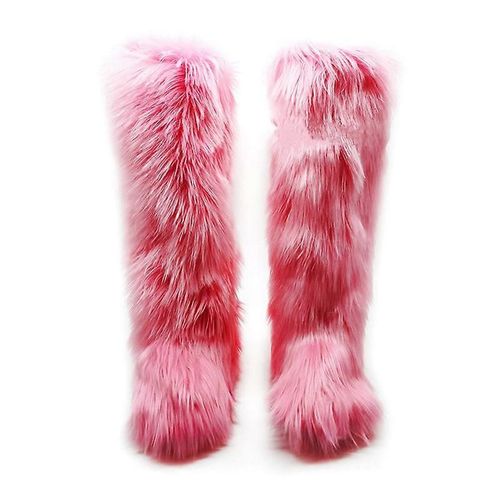 Evago ¿ Bottes En Fausse Fourrure Pour Femmes, Bottes De Neige Courtes Et Moelleuses, Mi-Mollet, Chaudes Et Confortables, Chaussures Plates D'extérieur-Rose-Adulte-35-Mâle