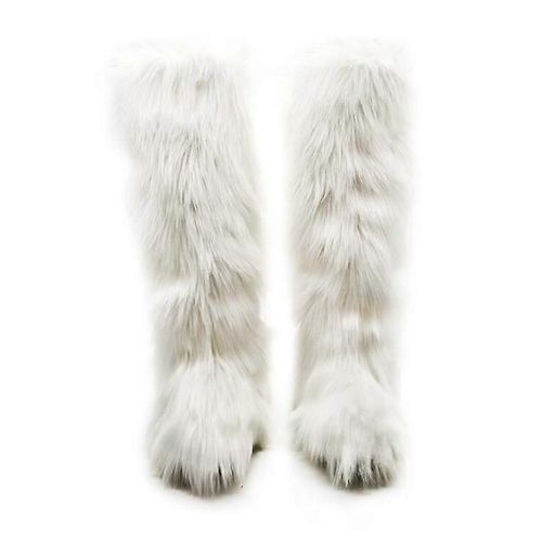 Evago ¿ Bottes En Fausse Fourrure Pour Femmes, Bottes De Neige Courtes Et Moelleuses, Mi-Mollet, Chaudes Et Confortables, Chaussures Plates D'extérieur-Blanc-Adulte-37-Homme