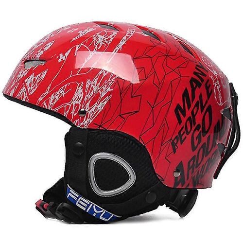 Casque De Ski Extérieur Sécurité Casque De Ski Entièrement Moulé Ski Snowboard Roller Skate Casque Cyclisme Casque De Camping Pour Enfants-Enfants-Rouge-Mâle