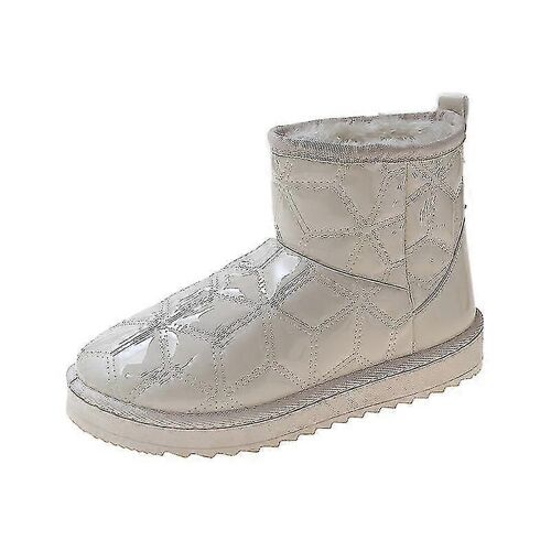 Femmes Bottes De Neige D'hiver Chaussures Résistances À L'eau Antidérapant Décontracté Botte En Coton Léger-Blanc-Adulte-39-Femme