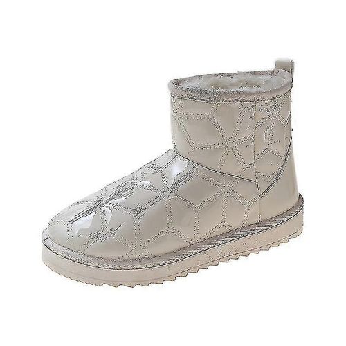 Femmes Bottes De Neige D'hiver Chaussures Résistances À L'eau Antidérapant Décontracté Botte En Coton Léger-Blanc-Adulte-37-Femme