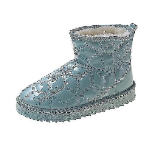 Femmes Bottes De Neige D'hiver Chaussures Résistances À L'eau Antidérapant Décontracté Botte En Coton Léger-Bleu-Adulte-38-Femelle