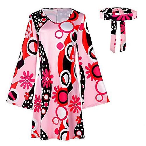 Costume Hip-Hop Années 70-80 Pour Femmes, Robe Bandeau Disco Hippie, Tenue D'halloween Cosplay-Rose Rouge-Adulte-L-Femelle