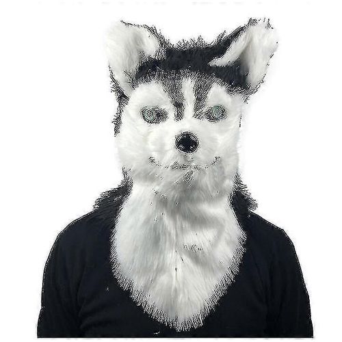 Masque De Tête De Chien En Latex, 4 Couleurs, Pour Halloween, Déguisement, Cosplay, Fête D'halloween-Noir