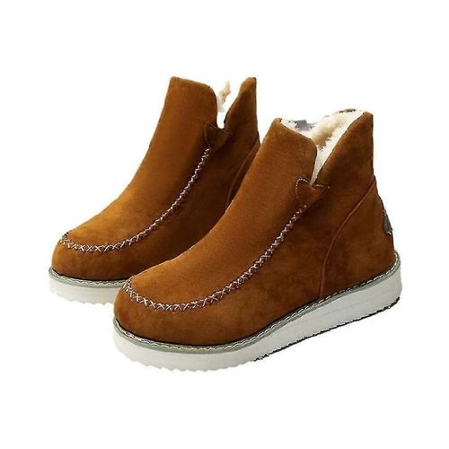 Femme Semelle Épaisse Bottes De Neige Chaudes Casual Thermal Slip On Boots-Marron-Adulte-Étiquette 39-Femelle