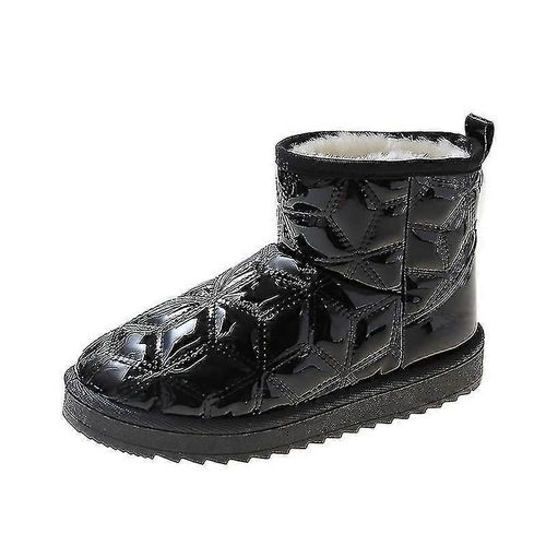 Femmes Bottes De Neige D'hiver Chaussures Résistances À L'eau Antidérapant Décontracté Botte En Coton Léger-Noir-Adulte-37-Femme