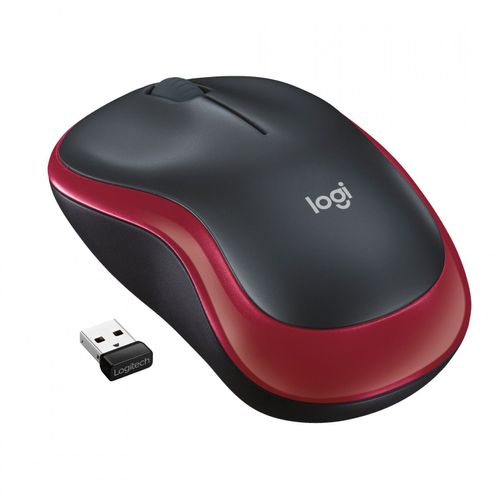 Logitech M185 - Souris optique sans fil ambidextre 1000 dpi avec récepteur USB - rouge