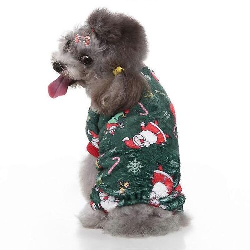 Evago Chien Pyjama Vtements Dhiver - Nol Pull Chaud Pour Chien Doux Jours Froids Tenues Avec Design Dlan, Combinaisons Pour Animaux De Compagnie Pulls Pour Petits Chiens / Chiots Moyens-Vert-L