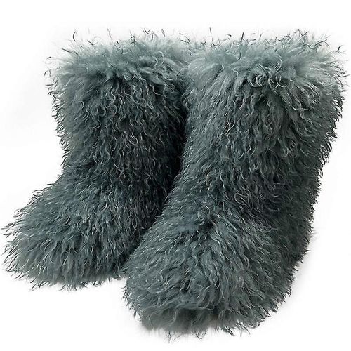 Bottes En Fausse Fourrure Pour Les Femmes Fuzzy Fluffy Furry Round Toe Suede Bottes D'hiver Chaussures Plaques-Couleur 4-Adulte-Taille 44-Femelle