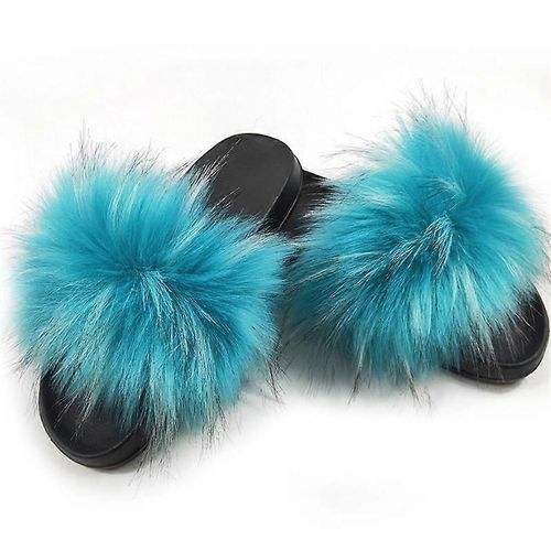 Evago Femme Furry Slides Fausse Fourrure Diapositives Pelucheux Pantoufles Pelucheuses Sandales Moelleux Extérieur Intérieur-5-Adulte-Taille 36-37-Femme