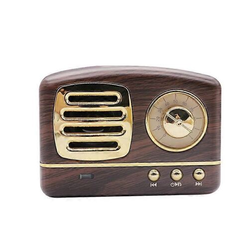 EVAGO Haut-parleurs Bluetooth d'extérieur vintage en métal Haut-parleur sans fil portable avec basses en plein air Bluetooth 4.1-BRUN