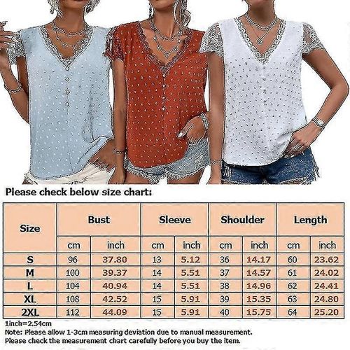 Femmes Manches Courtes Mousseline Tops Casual Summer T Shirt V Neck Tunique Blouse-Xl-Adulte-Blanc-Mâle