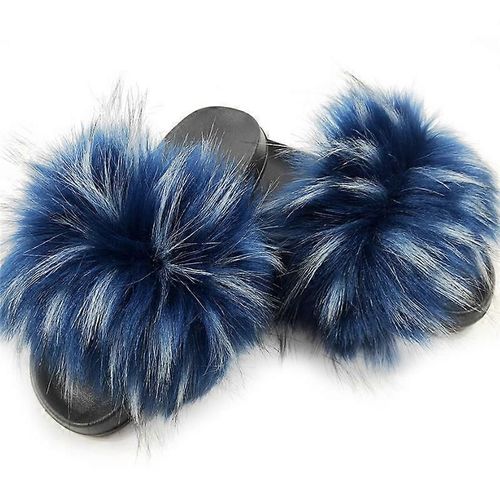 Evago Femme Furry Slides Fausse Fourrure Diapositives Pelucheux Pantoufles Pelucheuses Sandales Moelleux Extérieur Intérieur-9-Adulte-Taille 36-37-Femme