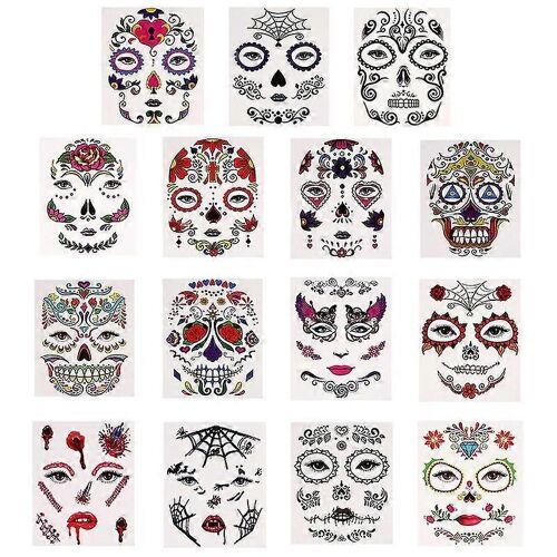 15 Feuilles D'autocollants D'horreur D'halloween, Autocollants Créatifs, Autocollants De Visage De Fausse Cicatrice 
