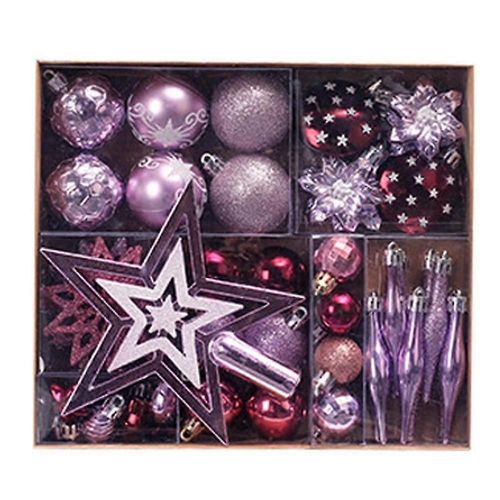 Arbre de Noël Ensemble d'ornement suspendu Boules de Noël Incassables Étoiles Pendentif-Violet