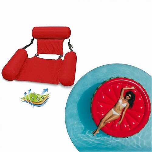 Evago Chaise Flottante Sièges De Piscine Gonflable Lazy Water Bed Chaise Longue-Rouge