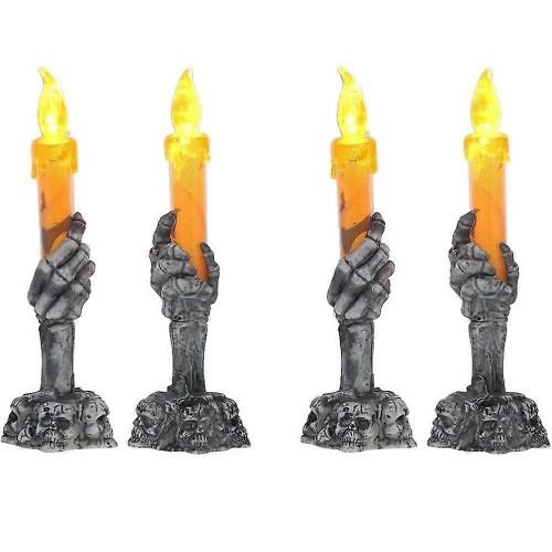 4 Pièces Squelette Mains Squelette Mains Tenir Bougie Allumée Halloween Crâne Bougeoir Lumière Halloween Bougeoir Décoratif Tenir Bougie Allumée Ghost Fe