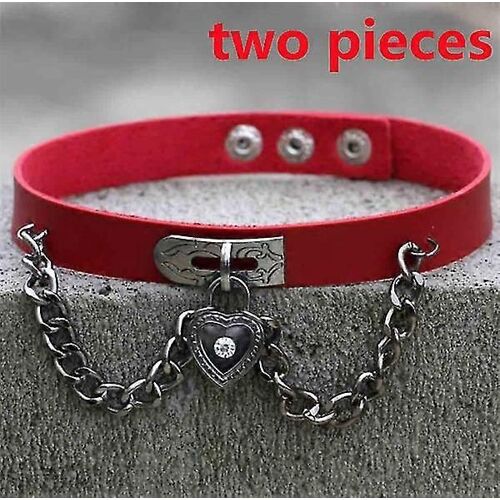 Luxe Explosif Mode Outlet En Forme De Coeur Serrure Punk Cuir Collier Collier Classique Chaîne Exagérée Collier Deux Pièces-Enfants-Couleur1-Femelle