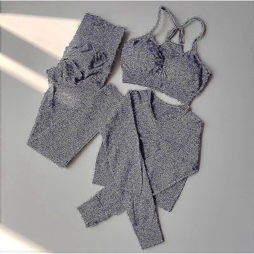 Ensemble De Yoga, Costume De Sport, Manches Longues, Haut Court, Taille Haute, Leggings, Sans Couture, Survêtement De Gymnastique, Fitness, Vêtements D'entraînement Pour Femmes-Violet-Adulte-M-Mâle