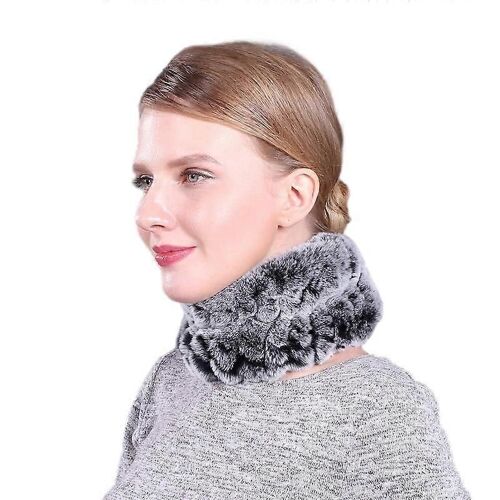 Evago Multicolores Élastique Lapin Fourrure Femmes Hiver Tricoté Rex Lapin Cou Plus Infinity Loop Écharpe Foulards Pour Femmes Dames-Style 5-Adulte-Femme