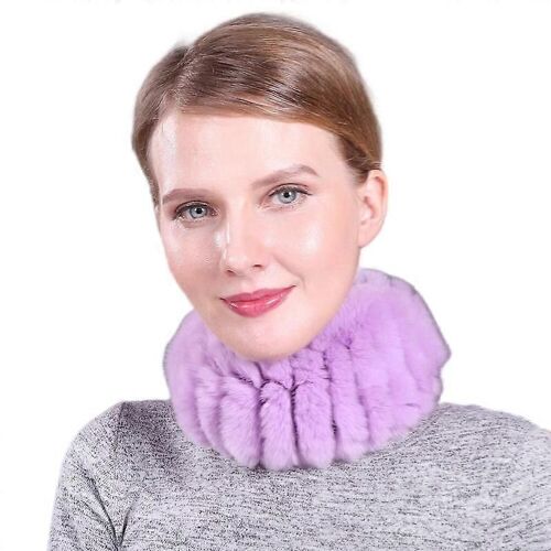 Evago Multicolores Élastique Lapin Fourrure Femmes Hiver Tricoté Rex Lapin Cou Plus Infinity Loop Écharpe Foulards Pour Femmes Dames-Style 10-Adulte-Femme
