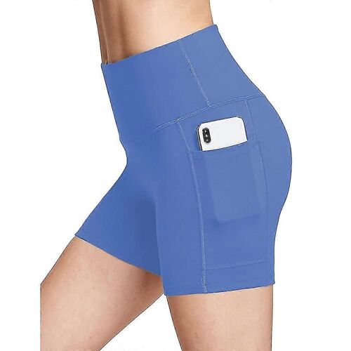 Short De Gymnastique Pour Femmes 5 « Short De Vélo De Yoga Avec Poches Latérales Contrôle Du Ventre Taille Haute Yoga Fitness Gym Workout Compression Shorts-Bleu Clair-Adulte-M-Mâle