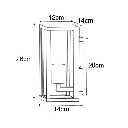 Qazqa Industriel /Design Industriã«Le Wandlamp Roestbruin 26 Cm Ip44 - Charlois Aluminium /Verre Brun Rouille,Transparent Rectangulaire / Extã©Rieur / Jardin / Luminaire / Lumiere /...