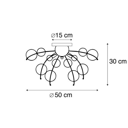 Qazqa Design Design Plafondlamp Messing Met Smoke Glas 4-Lichts - Explode Verre /Acier Doré/Laiton Rond / Luminaire / Lumiere / Éclairage / Intérieur / Salon / Cuisine G9 Max. 4 X 28 Watt