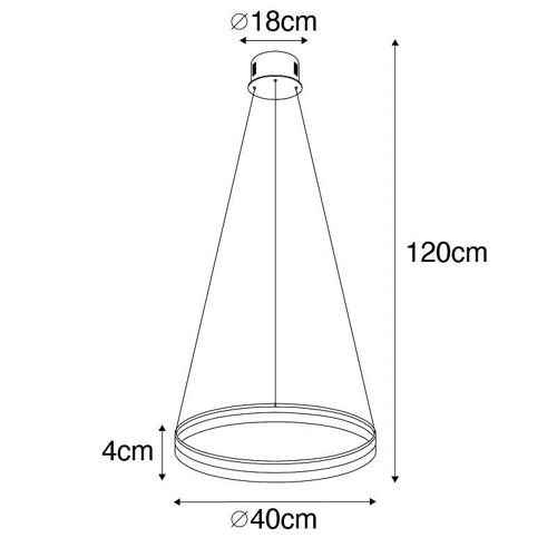 Qazqa Design Design Hanglamp Goud 40 Cm Incl. Led 3 Staps Dimbaar - Anello Aluminium /Acier Doré/Laiton Rond / Luminaire / Lumiere / Éclairage / Intérieur / Salon / Cuisine Led (Non...