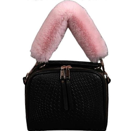 Sangle de rechange pour poignée de sac en fausse fourrure, courte, avec boucle en métal-COULEUR 4-120CM