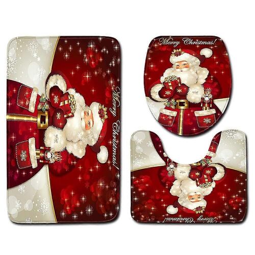 Noël Noël Tapis Antidérapant Toilette Housse de siège Ensemble Chambre Salle de bain Décoration-UN