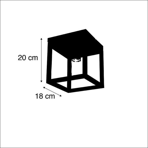 Qazqa Industriel /Design /Moderne Plafonnier Industriel Noir - Cage 1 Acier Noir Carrã© / Luminaire / Lumiere / ÃClairage / Intã©Rieur / Salon / Cuisine E27 Max. 1 X 60 Watt