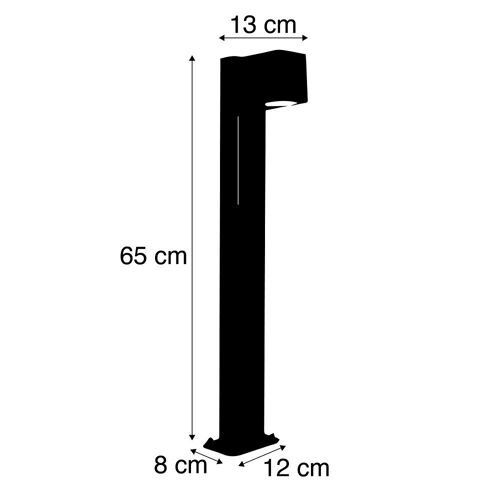 Qazqa Rustique /Moderne Lampe D'extérieur Sur Pied Industrielle Brun Rouille 65 Cm Ip44 - Baleno Aluminium /Verre Brun Rouille Oblongue / Jardin / Luminaire / Lumiere / Éclairage Gu10 Max. 1 X 11 Watt