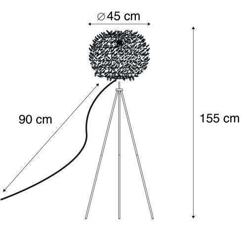 Qazqa Moderne Lampadaire / Lampe De Sol / Lampe Sur Pied / Luminaire / Lumiere / Éclairage Romantique Blanc - Plume Métal /Tissu Blanc,Acier Rond / Intérieur / Salon E27 Max. 1 X 40 Watt