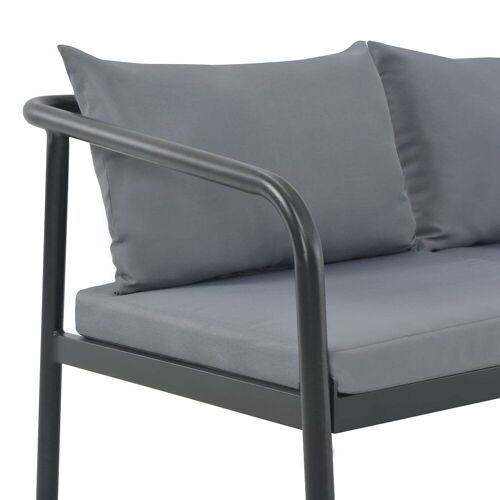 Canapé De Jardin À 2 Places Avec Coussins Gris Aluminium
