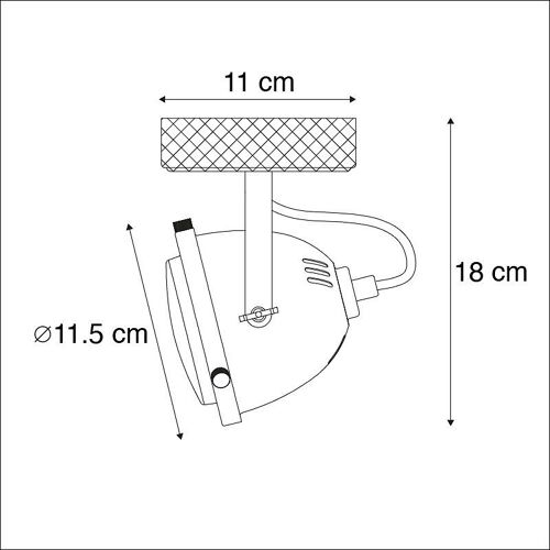 Qazqa Industriel Plafonnier Spot Industriel En Acier Avec Bois Inclinable - Emado /Acier Gris,Marron Rond / Luminaire / Lumiere / Éclairage / Intérieur / Salon / Cuisine Gu10 Max. 1 X 25 Watt