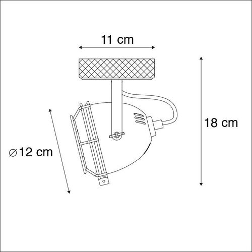Qazqa Industriel Plafonnier Spot Industriel Brun Rouille Avec Bois Inclinable - Gina /Acier Brun Rouille,Marron Rond / Luminaire / Lumiere / ÃClairage / Intã©Rieur / Salon / Cuisine Gu10 Max. 1 X 25 Watt