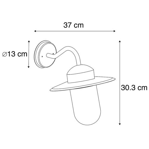 Qazqa Classique/Antique /Rustique Applique Murale Exterieure Anthracite Ip44 - Kansas Graphite Aluminium /Verre Anthracite Rond /Globe / Extã©Rieur / Jardin / Luminaire / Lumiere / ÃClairage E27 Max. 1 X 60 Watt